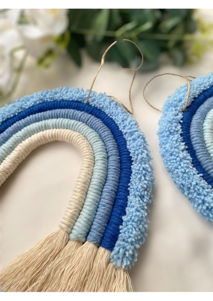 El Yapımı Makrome Gökkuşağı 20 x 20 cm Dekoratif Kapı & Duvar Süsü