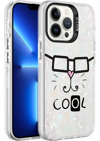 Apple iPhone 13 Pro Kılıf Mermer Desenli Rntc Marbello Kapak-Beyaz