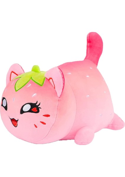 Çilek Kedi Peluş Hayvan Bebeği, Kedi Maması Peluş Kedi Miyavlaması, Sevimli Anime Çizgi Film Kedi Peluş Hayvan Bebeği Oyuncak Peluş Yastık Çocuklar ve Festival Için, (Yurt Dışından)