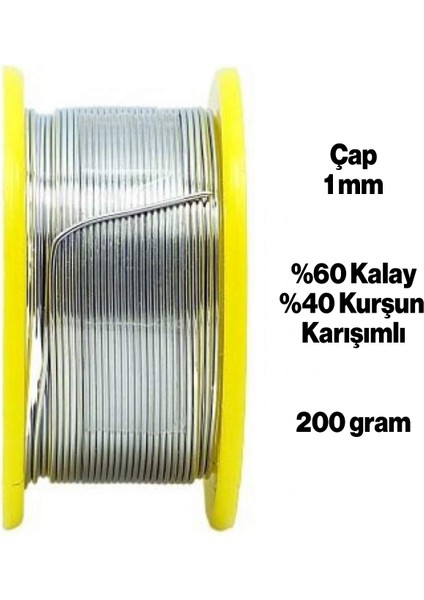 Lehim Makinası Teli 60/40 Kalay Kurşun Karışımlı Ra 26 Flux Oranı %3 Çapı 1 mm Ağırlık 200 gr fiyatları