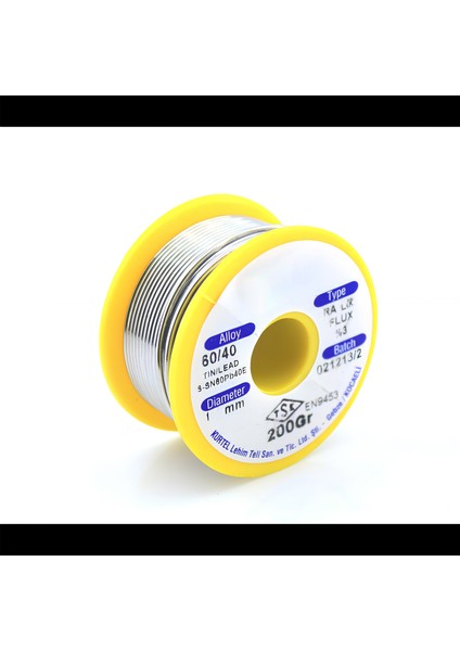 Lehim Makinası Teli 60/40 Kalay Kurşun Karışımlı Ra 26 Flux Oranı %3 Çapı 1 mm Ağırlık 200 gr indirimleri