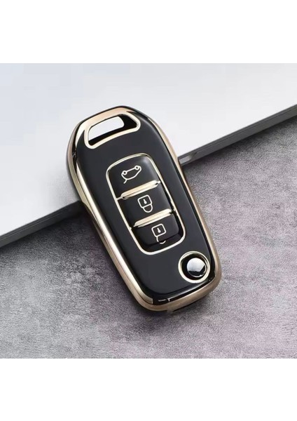 Renault Express Van Taliant Kaleos Sustalı Anahtar Kılıfı Siyah-Gold fiyatları