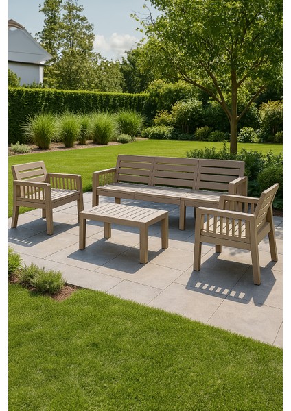 Lara Mindersiz / 3 1 1 S Bahçe Takımı Balkon - Bahçe - Teras Mobilyası / Cappucino