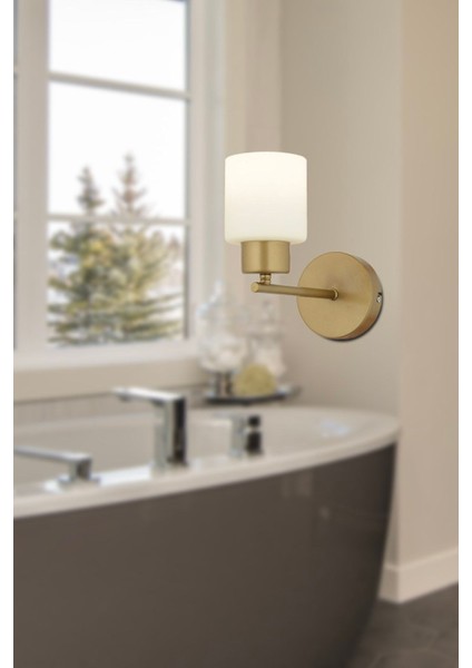 Lima Eskitme Beyaz Cam Duvar Lambası Yatak Odası-Yatak Başı-Banyo Için Modern Aplik