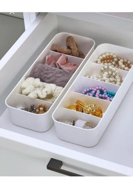 Beyaz 3 Adet 5 Bölmeli Çekmece Içi Düzenleyici Çorap Kravat, Saat Organizeri