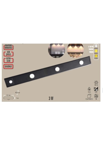 Pratik Siyah Şarjlı Kabinet, E27 Duylu Saklama Çözümü