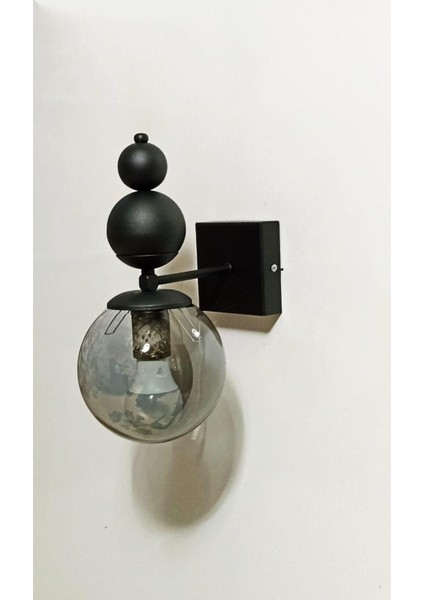 Şık Siyah Metal Camlı Pilli Aplik, Renkli ve Özel Tasarım Ampul ile Tek Adet fiyatları