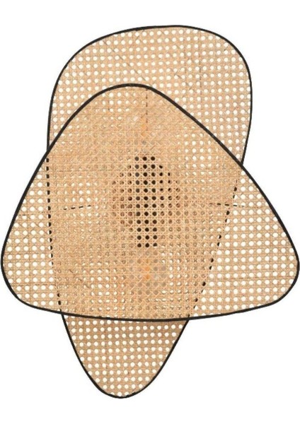 Doğal Bambu Dokulu Modern Aplik, Bohem Tarz Duvar Aydınlatma, 45x60cm, Bej