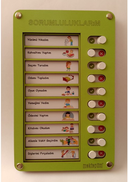 Eğitici Günlük Rutin Checklist Görev ve Sorumluluk Tablosu Sarı