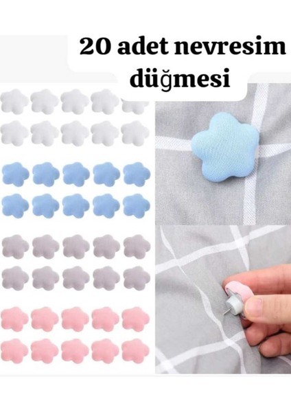 20 Li Yorgan Yastık Nevresim Sabitleyici Örtü Tutucu Düğme