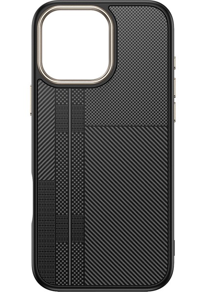 iPhone 16 Pro Max Kılıf M-Safe Şarj Özellikli Karbon Fiber Görünümlü Rntc Antina Kapak - Siyah-Yeşil