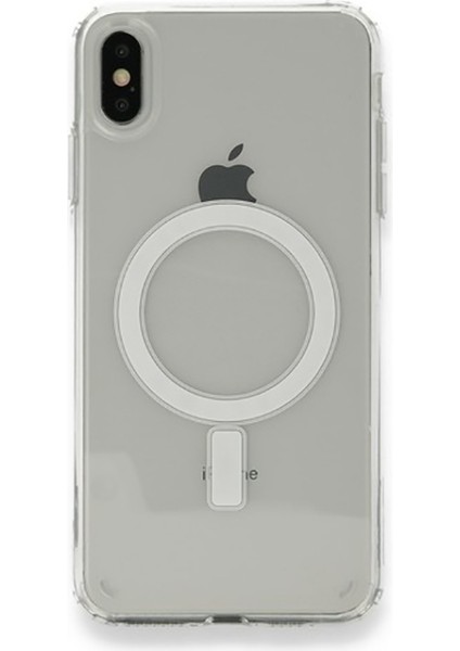 iPhone Xs 5.8 Uyumlu Magsafe Şarj Özellikli Şeffaf Sert Pc Rntc Embos Kapak-Renksiz