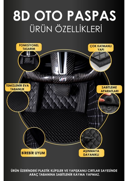 Kia Venga (2010-2015) Uyumlu Deri 8d Havuzlu Tam Set Oto Paspas .6