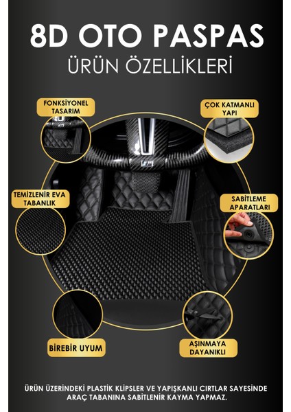 Mitsubishi Pajero (2008-2015) Uyumlu Deri 8d Havuzlu Tam Set Oto Paspas .2