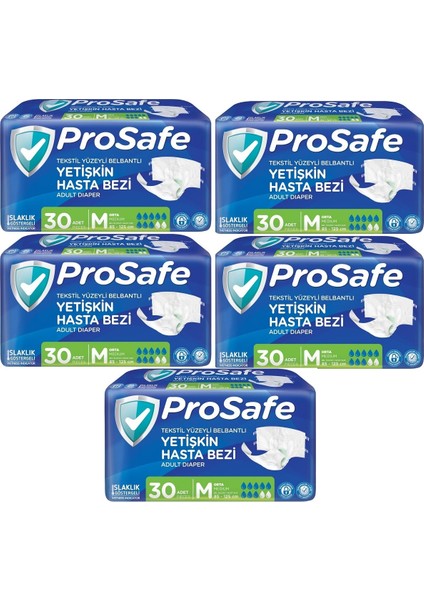 Hasta Bezi Yetişkin Bel Bantlı Tekstil Yüzey M - Medium - Orta Boy 150 Adet (5pk*30)