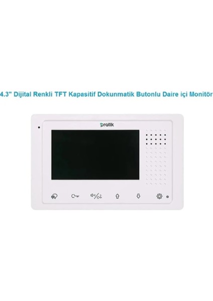 4.3 Inç Dijital Renkli Tft Dokunmatik Butonlu Daire Içi Pratik Kart Monitör