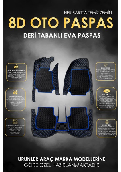 Ford Connect (2022-2024) Uyumlu Deri 8d Havuzlu Tam Set Oto Paspas .4 fiyatları