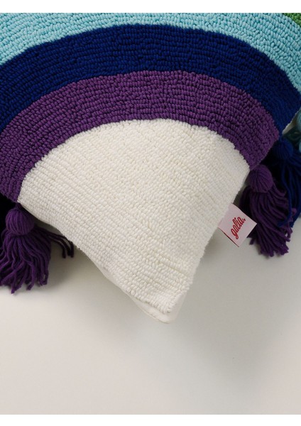 Özel Tasarım Gökkuşağı Desenli Yastık Kılıfı – Punch Işlemeli, Renkli Püsküllü, 40X40 cm fiyatları