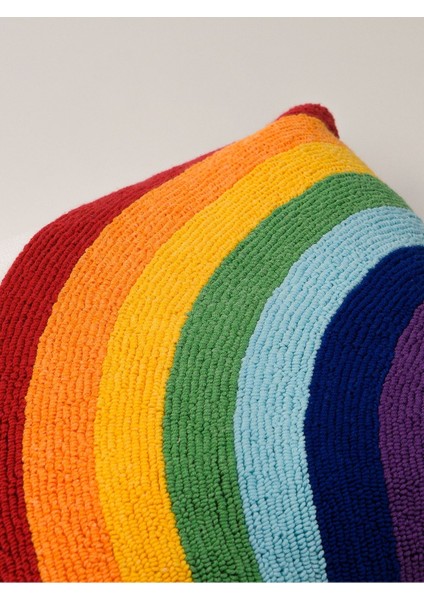 Özel Tasarım Gökkuşağı Desenli Yastık Kılıfı – Punch Işlemeli, Renkli Püsküllü, 40X40 cm indirimleri