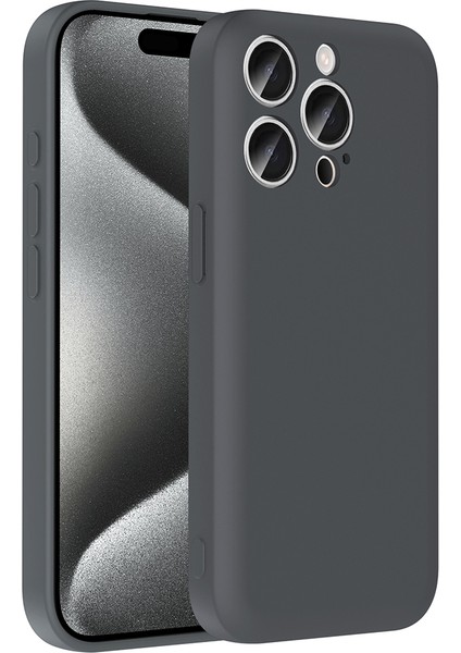 Apple iPhone 15 Pro Kılıf Kamera Korumalı Kartlık Hazneli Rntc Vitra Kapak - Gri