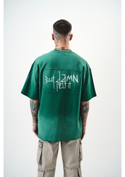 Erkek But Damn Nakışlı Oversize T-Shirt Nefti