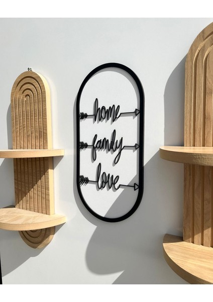 Home, Family & Love Tablo ve Duvar Rafı (2x) Duvar Dekorasyon Seti