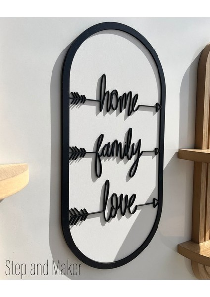 Home, Family & Love Tablo ve Duvar Rafı (2x) Duvar Dekorasyon Seti