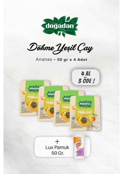 4 Al 3 Öde Doğadan Dökme Yeşil Çay Ananas 50 gr, Pamuk