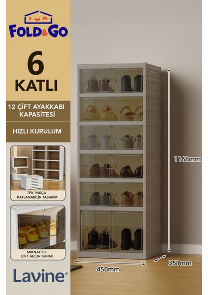 6katlı Katlanabilirtaşınabilir Büyük Boy Kapasiteli Portatiforganizer Ayakkabı Düzenleyici "toprak"