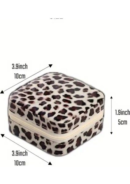 Seyahat Boy Leopar Desenli İçi Kadife Bölmeli Takı Kutusu Organizer fiyatları