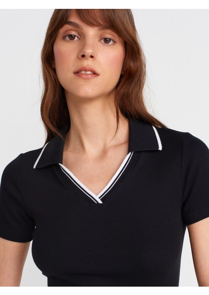 31687 Polo Yaka T-Shirt-Siyah modelleri