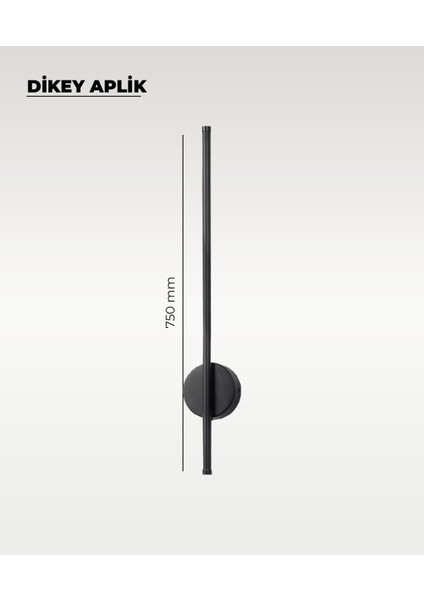 12W 80 cm Siyah Dikey Aplik - Gün Işığı (4200K)