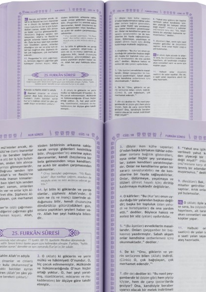 Feyzü'l Furkan Tefsirli Kuranı Kerim Meali Lila (Büyük Boy-Sadece Türkçe Meal-İnce Cilt)