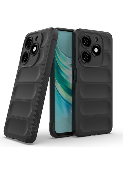 Tecno Spark 20C Uyumlu Kılıf Etnik Optimum Silikon Siyah + Ekran Koruyucu
