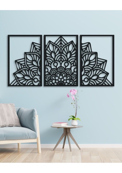3 Lü Mandala Temalı Metal Duvar Tablosu