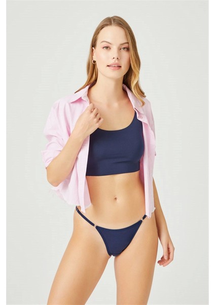 Cotonhill Lacivert %90 Pamuklu Beli Ayarlanır Kadın Tanga