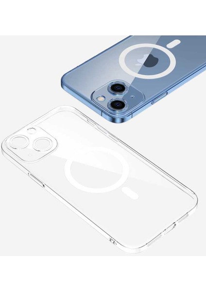 Apple iPhone 14 Plus Kılıf Kamera Korumalı Magsafe Sert Pc Rntc Porto Kapak-Renksiz