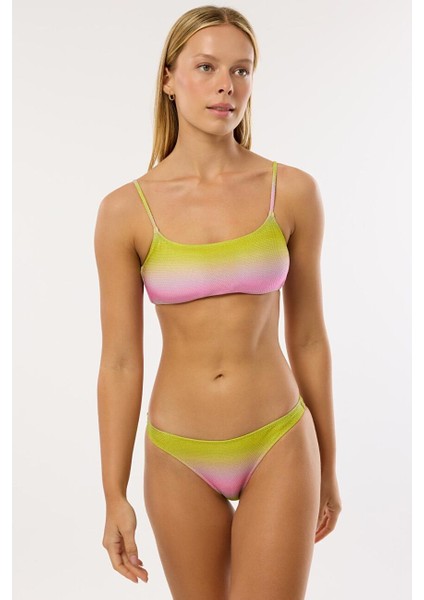 4636 Sarı Pembe Simli Bikini Takımı