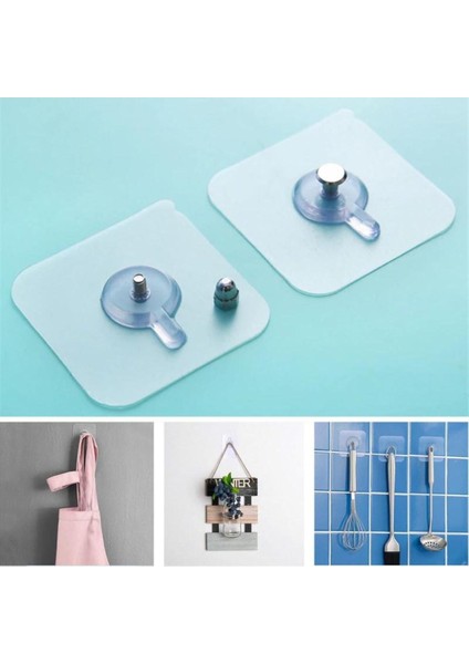 3 Lü Yapışkanlı Mutfak Banyo Raf Tutucu Askı Pin Çerçeve Çok Amaçlı Askısı