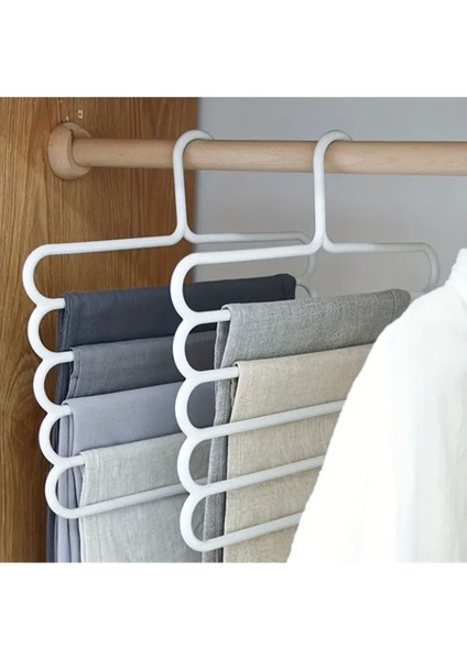 5 Katlı Pantolon Askılığı | Kaymaz Beyaz Çok Katlı Organizer | Yer Tasarruflu Dolap Düzenleyici Ask fiyatları