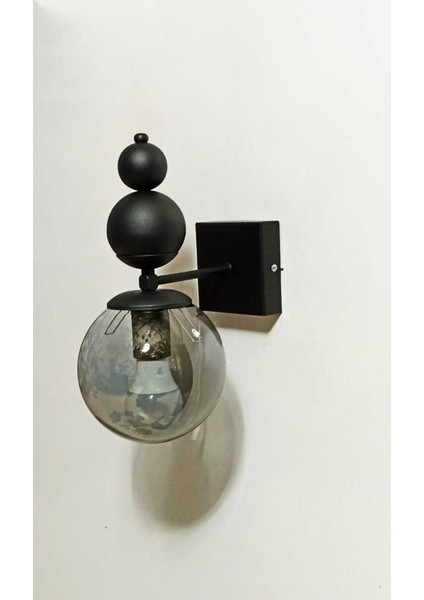 Şarjlı Siyah Metal Cam Aplik, E27 Duy, Kablo ve Pil Dahil, Modern Tasarım