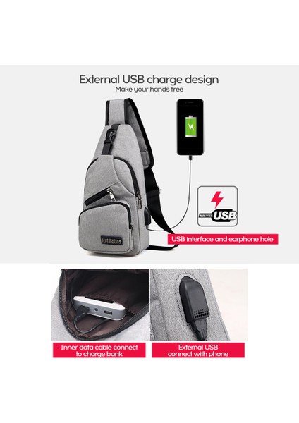 Erkek Göğüs Çantası USB Şarjlı Büyük Kapasiteli (Yurt Dışından) modelleri