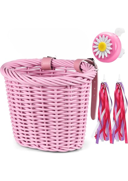 3 - 13 Yaşlar Arası Kız Çocukları Için Saplı Şeritli Cephe Bisiklet Sepeti (Yurt Dışından)