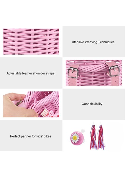 3 - 13 Yaşlar Arası Kız Çocukları Için Saplı Şeritli Cephe Bisiklet Sepeti (Yurt Dışından) indirimleri