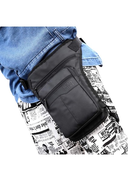 Oxford Kalça Düşüşlü Bacak Çantası Erkeklere Uygun Suya Dalı Çoklu Cebli Siyah (Yurt Dışından) fırsatları
