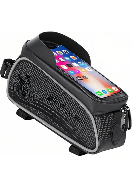 Mtb Yol Bisikleti Su Geçirmez Dokunmatik Ekranlı Üst Boru Çantası (Yurt Dışından)