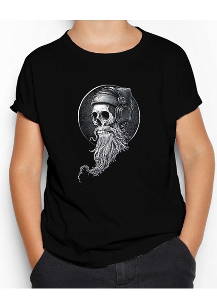 Skull Kuru Kafa Hippy Siyah Çocuk Tişört