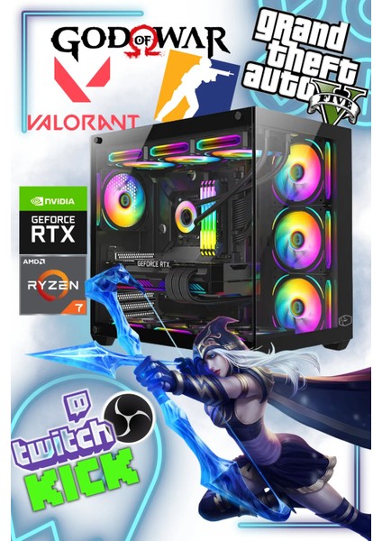 Ryzen 7 5700X - Rtx 4060 - 32 GB Ram - 1 Tb Nwme - Oyuncu-Yayıncı Kasası Masaüstü Bilgisayarı