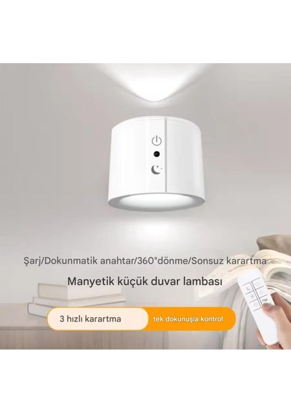 Renkli 360° Dönen Işıklı Duvar ve Masa Lambası, E27 Duy, Plastik, Beyaz indirimleri