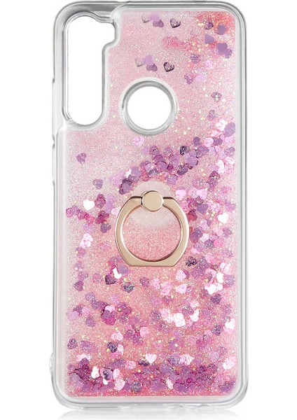 Xiaomi Redmi Note 8 Kılıf Pembe Liss Sulu Simli Silikon Kapak Orijinal Esnek Ince Geliştirilmiş Dayanıklı Darbe Karşıtı Koruyucu Yeni Nesil Tasarım (Xiaomi Redmi Note 8, Pembe)
